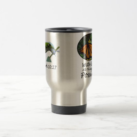 Mug De Voyage Avec Dieu toutes les choses sont papillon possible (Centre)
