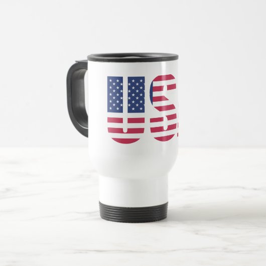 Mug de voyage avec drapeau américain en forme de c (Devant gauche)