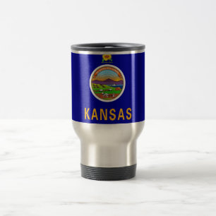 Mug de voyage avec Drapeau de l'Etat du Kansas - U