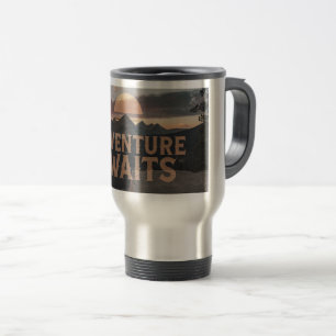 Mug De Voyage Aventure Await - Rogged Yeti Montagne