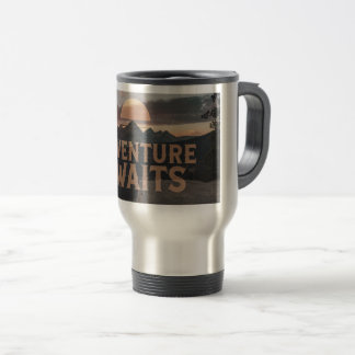 Mug De Voyage Aventure Await - Rogged Yeti Montagne