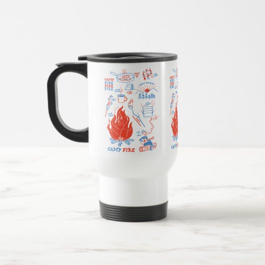 Mug De Voyage Aventure Rétro au Feu de Camp – Activité de Campin (Gauche)