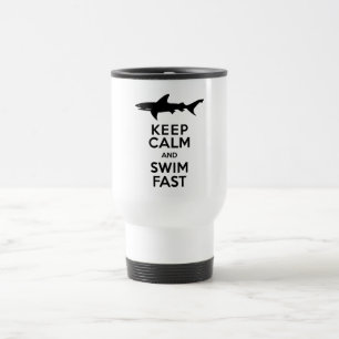 Mug De Voyage Avertissement drôle de requin - gardez le calme e