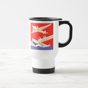 Mug De Voyage Avion en vol vintage WPA coloré