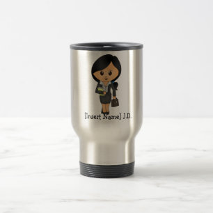 Mug De Voyage Avocat féminin personnalisé - cheveux noirs