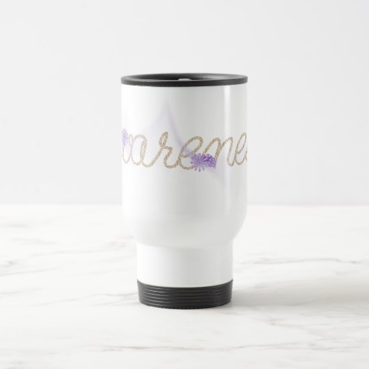 Mug De Voyage AWARENESS Rope Text With Abstract Flowers (Centre)