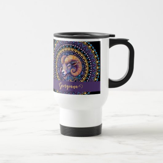 Mug De Voyage Baies Whimsical personnalisées Zodiac Dot Mandala (Droite)