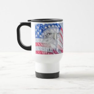 Mug De Voyage Bald Eagle et le drapeau américain