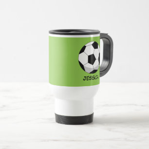 Mug De Voyage Balle de soccer en dessin   Ajouter Votre Nom