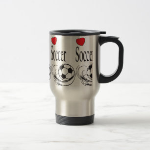 Mug De Voyage Ballon de football rouge de coeur d'amour
