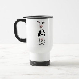 Mug De Voyage Bande dessinée noire et blanche de vache. Avant