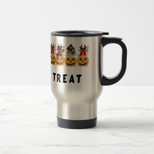 Mug De Voyage Bande d'Halloween ou chien de Carlin traité (Droit)