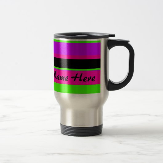 Mug De Voyage Bandes de néon rose/vert (Droit)