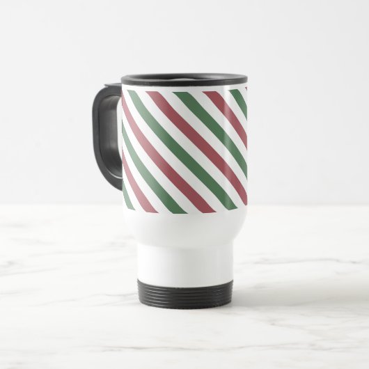 Mug De Voyage Bandes de Noël personnalisables (Devant gauche)
