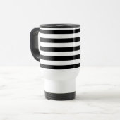 Mug De Voyage Bandes noires et blanches, Gravées, Lignes, Votre (Devant gauche)