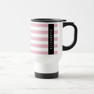 Mug De Voyage Bandes Roses, Motif Gratté, Lignes, Votre Nom