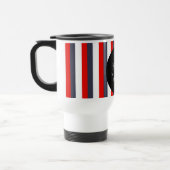 Mug De Voyage Bandes rouges, blanches et bleues nom personnalisé (Gauche)
