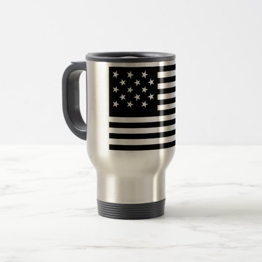 Mug De Voyage Bannière noire épangée par l'étoile drapeau améric (Devant gauche)