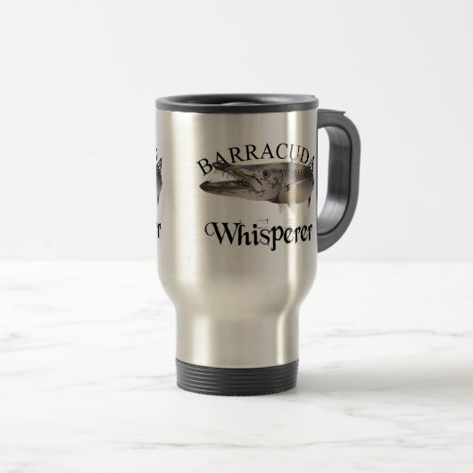 Mug De Voyage Barracuda Whisperer de couleur claire (Devant droit)