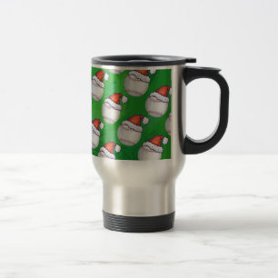 Mug De Voyage Baseball à Santa Hat Motif sur Vert