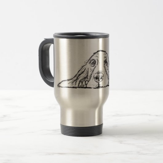 Mug De Voyage basset blanc (Devant gauche)