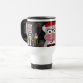 Mug De Voyage Beatnik Sock Monkey amusant dessin de dessin animé (Devant gauche)