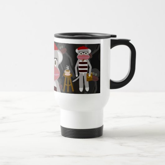 Mug De Voyage Beatnik Sock Monkey amusant dessin de dessin animé (Droite)