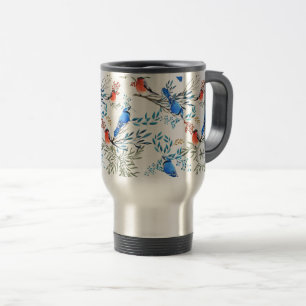Mug De Voyage Beau Aquarelle Oiseaux et Motif de Foliage