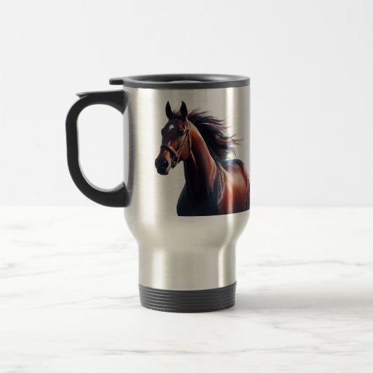 Mug De Voyage Beau Cheval Brown Nom personnalisé (Gauche)