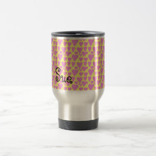 Mug De Voyage Beau Coeurs roses personnalisables Répéter le Moti
