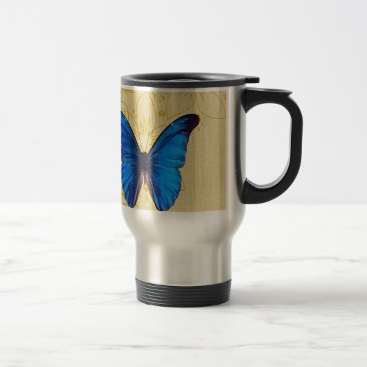 Mug De Voyage Beau papillon bleu art Vintage (Droit)