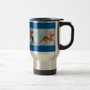 Mug De Voyage Beaux renne et fille vintages de la moitié du