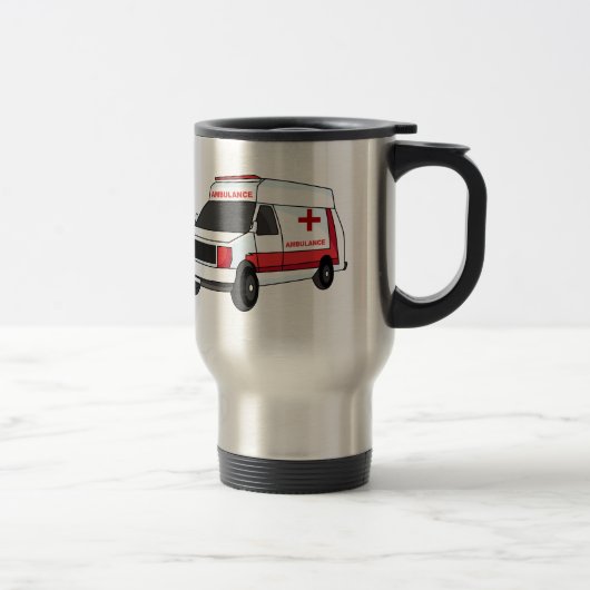 Mug De Voyage Belle ambulance rouge caricature van (Droit)