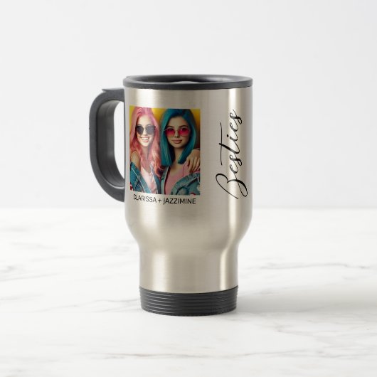 Mug De Voyage Bestie moderne noir Script 2 photo (Devant gauche)