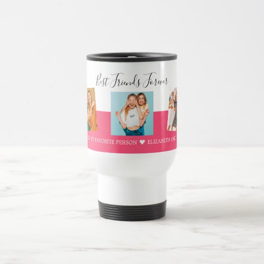 Mug De Voyage BFF Photo Collage Best Friends Custom Text Script (Centre)