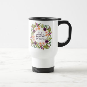 Mug De Voyage Bible chrétienne Verse Bourgogne rose Floral