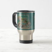 Mug De Voyage Bicycle with flower baskets on blue burlap (Devant gauche)