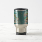 Mug De Voyage Bicycle with flower baskets on blue burlap (Centre)