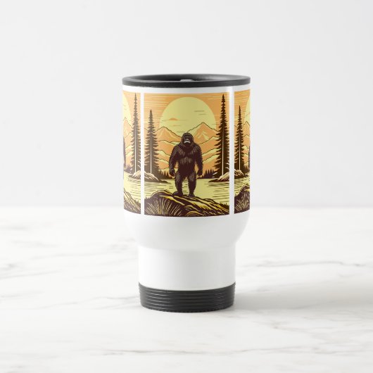 Mug De Voyage Bigfoot Sasquatch Art Rétro (Centre)