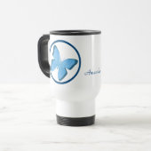 Mug De Voyage Bijou papillon bleu personnalisé (Devant gauche)