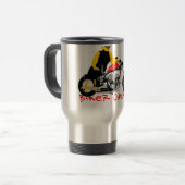 Mug De Voyage BIKER CHICK assise sur sa moto (Devant gauche)