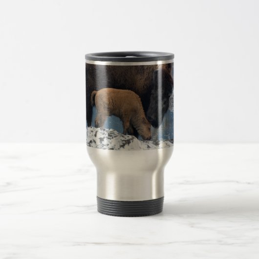Mug De Voyage Bison de maman et de bébé (Centre)