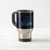 Mug De Voyage Bitcoin logo wordart graphiques (Devant gauche)