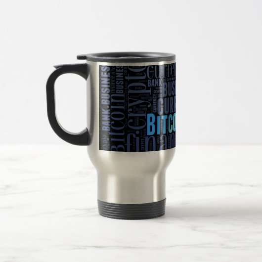 Mug De Voyage Bitcoin logo wordart graphiques (Gauche)