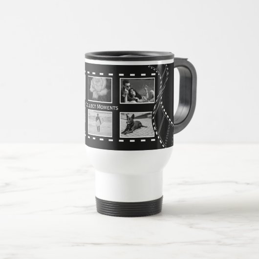 Mug De Voyage Black and White Film Reel Custom Photo (Devant droit)