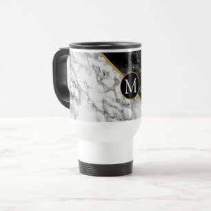 Mug De Voyage Black & Marbre blanc Stone tendance - Ajouter votr