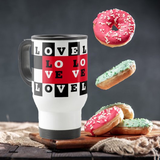 Mug De Voyage Black White Checker LOVE