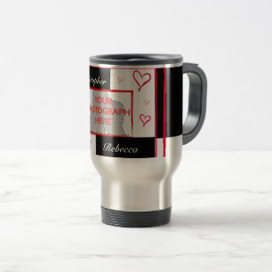 Mug De Voyage Black white rouge moderne amour cadre photo