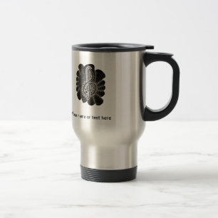 Mug De Voyage Blancs stylisés sur Black Treble Clef Music Doodle