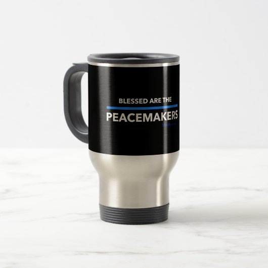 Mug De Voyage Blessed sont les conciliateurs (Devant gauche)